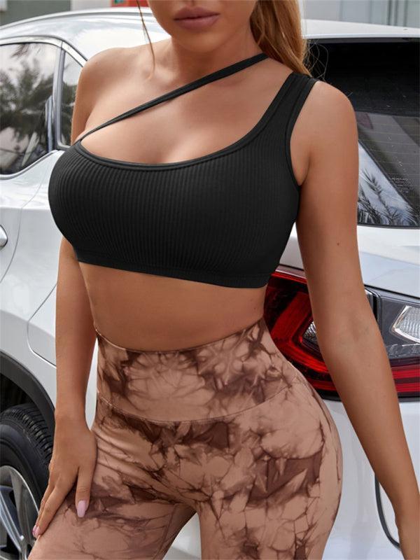 Women's One Shoulder Sports Bra with Cut Out Detail