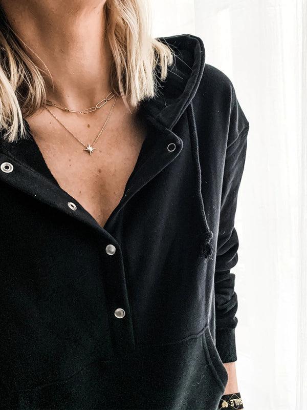 Women's Overhead Hoodie With Front Pocket And Press Stud Fastening