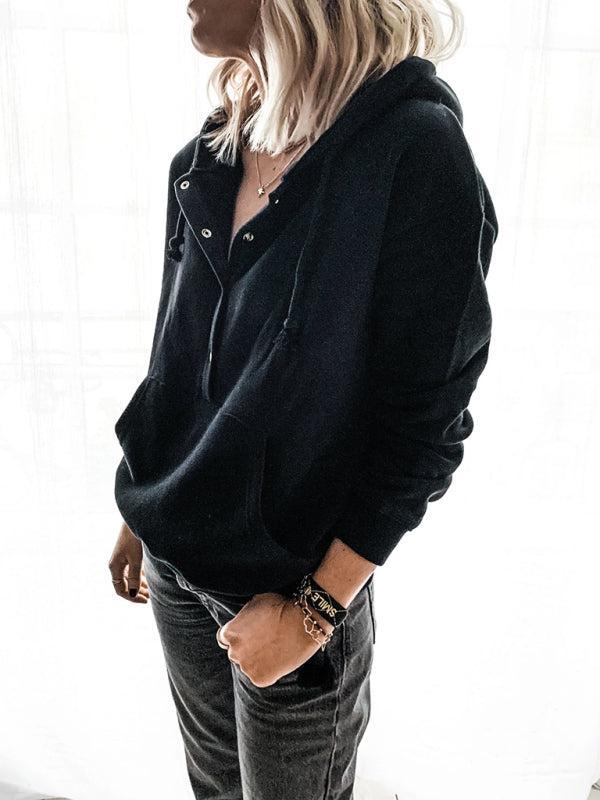 Women's Overhead Hoodie With Front Pocket And Press Stud Fastening