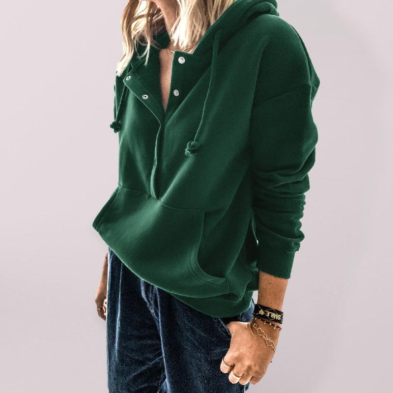 Women's Overhead Hoodie With Front Pocket And Press Stud Fastening