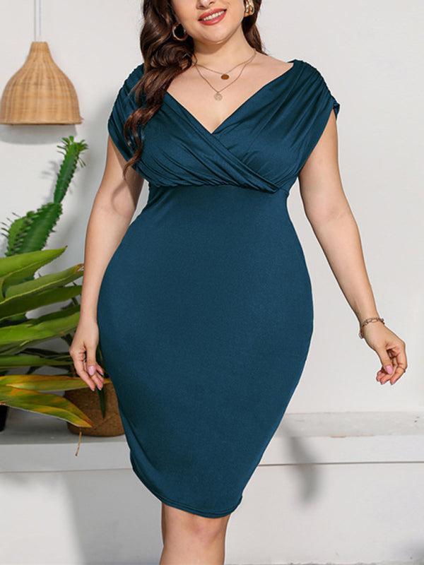 Women’s Plus Size Cross Wrap Sheath Dress