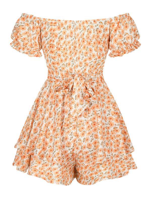 Women's Printed Frilly Layered Off The Shoulder Playsuit