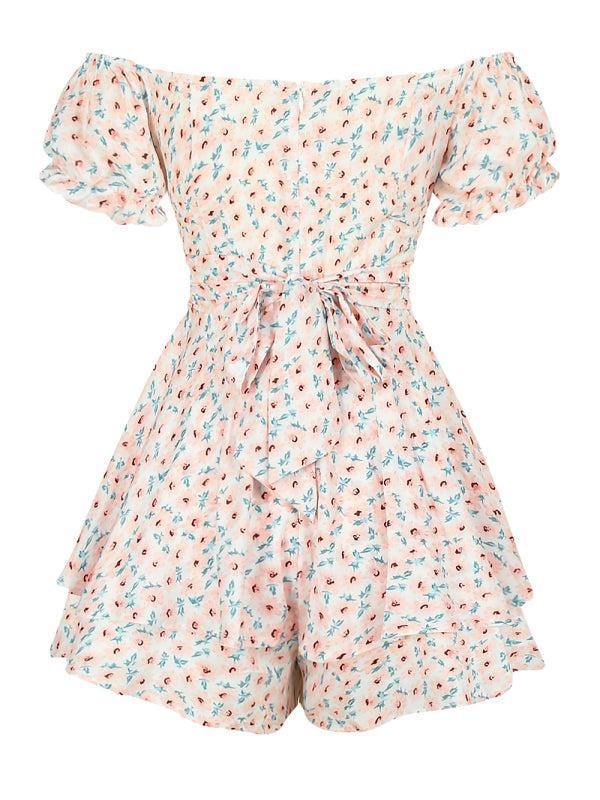 Women's Printed Frilly Layered Off The Shoulder Playsuit
