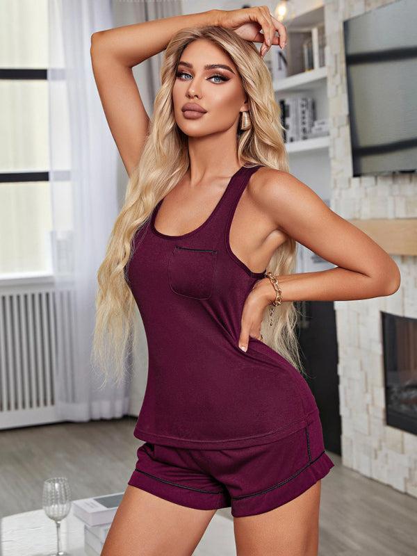 Women's Racerback Vest And Shorts Loungewear Set