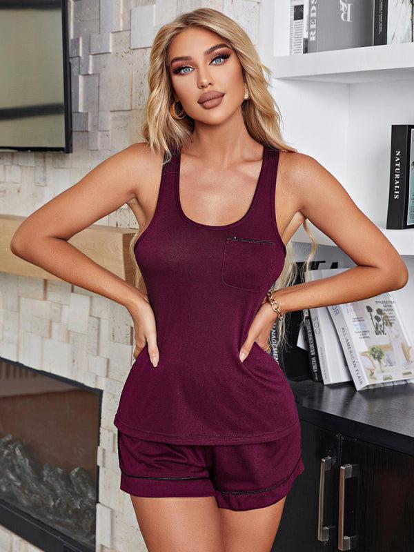 Women's Racerback Vest And Shorts Loungewear Set