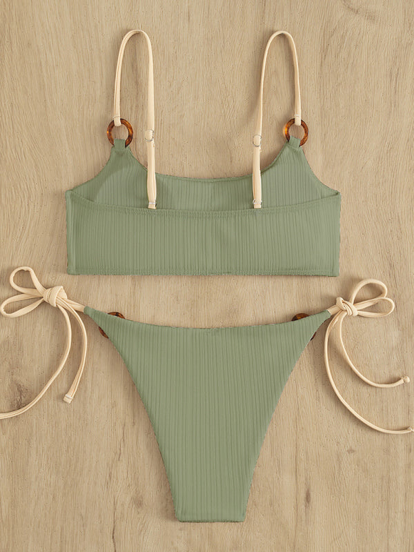 Women's Ribbed Effect Matching Hoop Bikini
