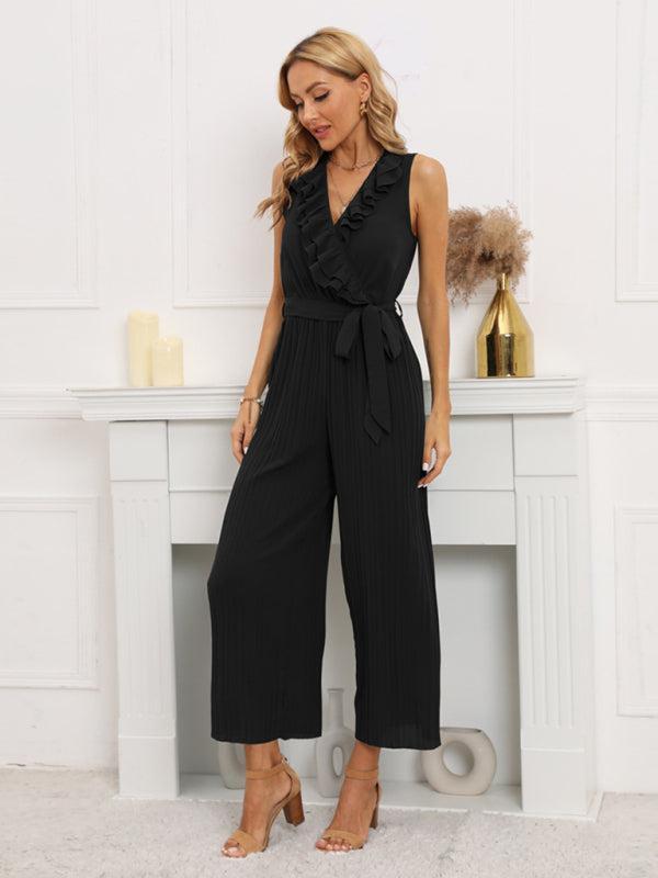 Women's Ruffle Rim Tie Waist Jumpsuit
