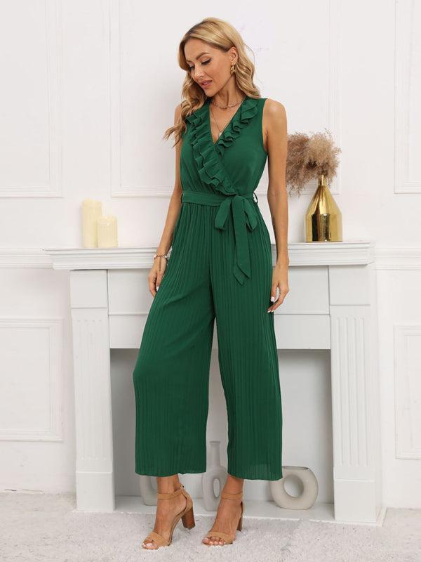 Women's Ruffle Rim Tie Waist Jumpsuit