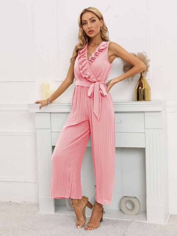 Women's Ruffle Rim Tie Waist Jumpsuit