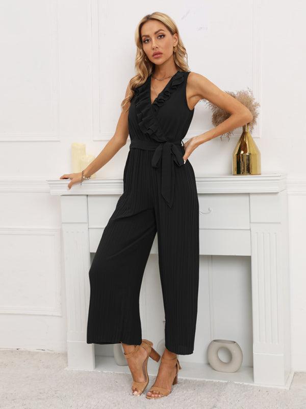 Women's Ruffle Rim Tie Waist Jumpsuit