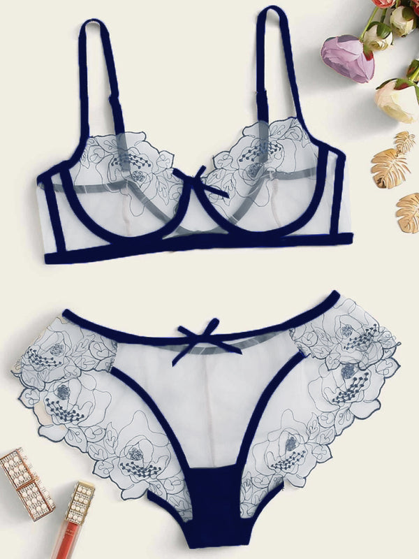 Women’s see-through sheer lace bra and pants lingerie set – sexy and delicate