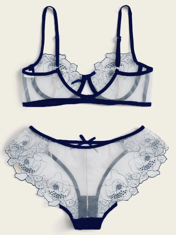 Women’s see-through sheer lace bra and pants lingerie set – sexy and delicate