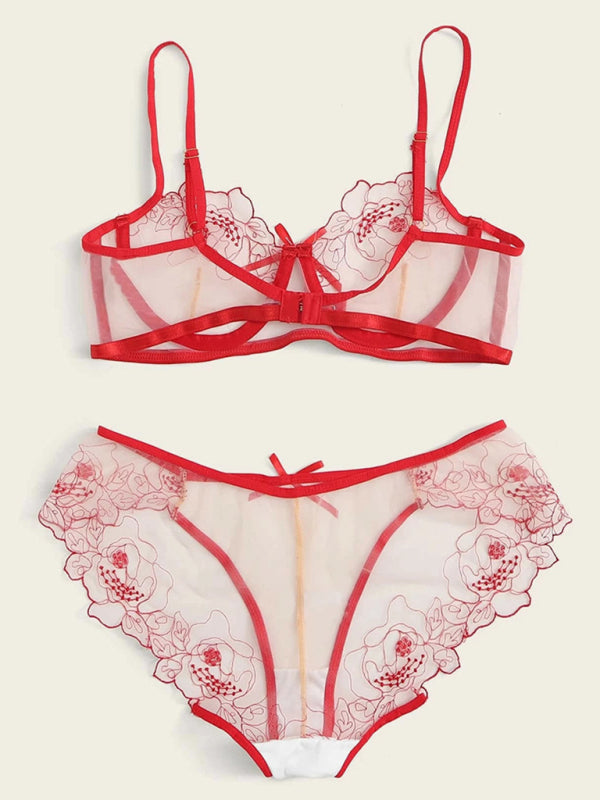 Women’s see-through sheer lace bra and pants lingerie set – sexy and delicate