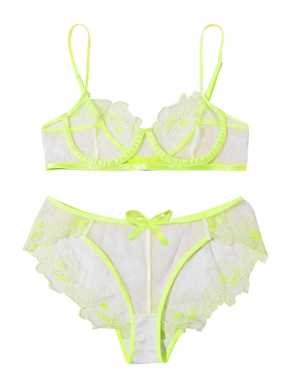 Women’s see-through sheer lace bra and pants lingerie set – sexy and delicate