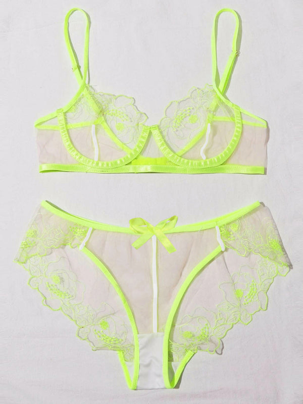 Women’s see-through sheer lace bra and pants lingerie set – sexy and delicate