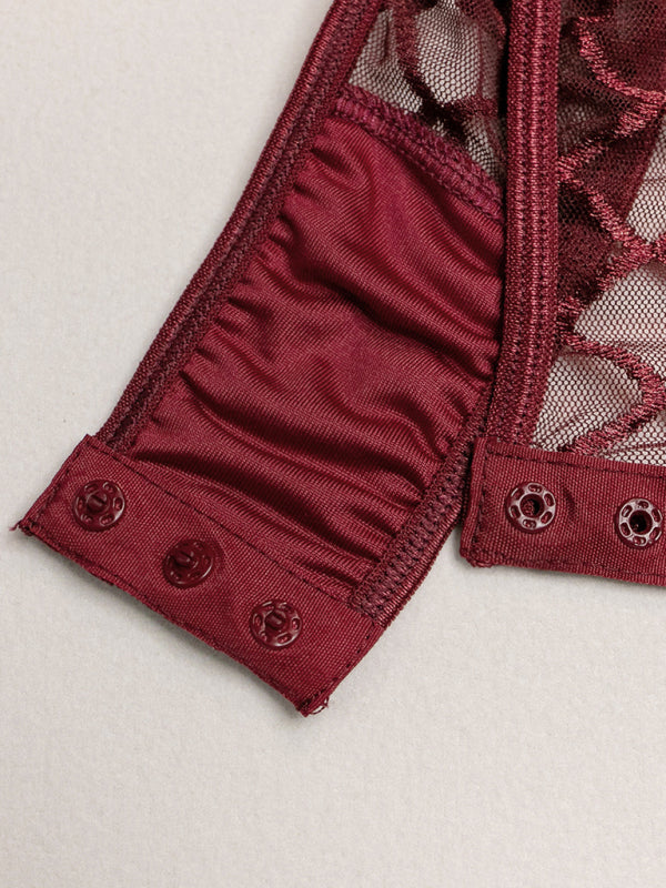 Women's Sexy Diamond Design Lingerie Bodysuit With Chain Detailing