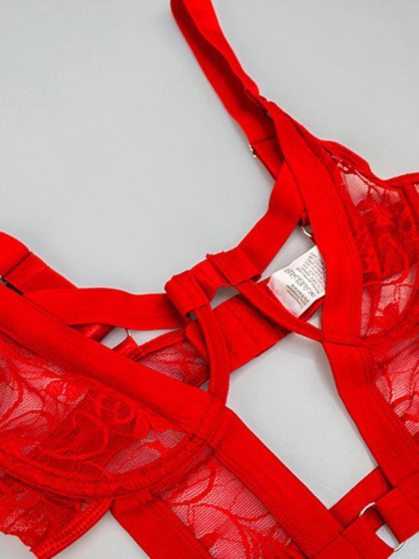 Women's Sexy Lace And Strap Design One Piece Bodysuit