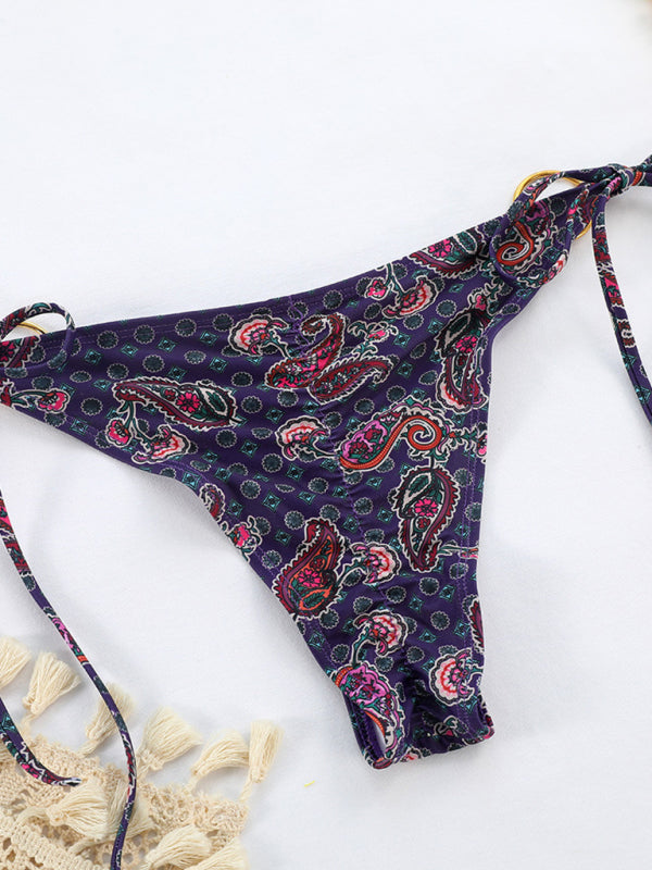 Women's Sexy Metal Ring Strappy Triangle Bikini