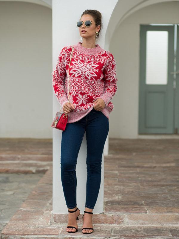 Women's Snowflake Print Knitted Christmas Jumper