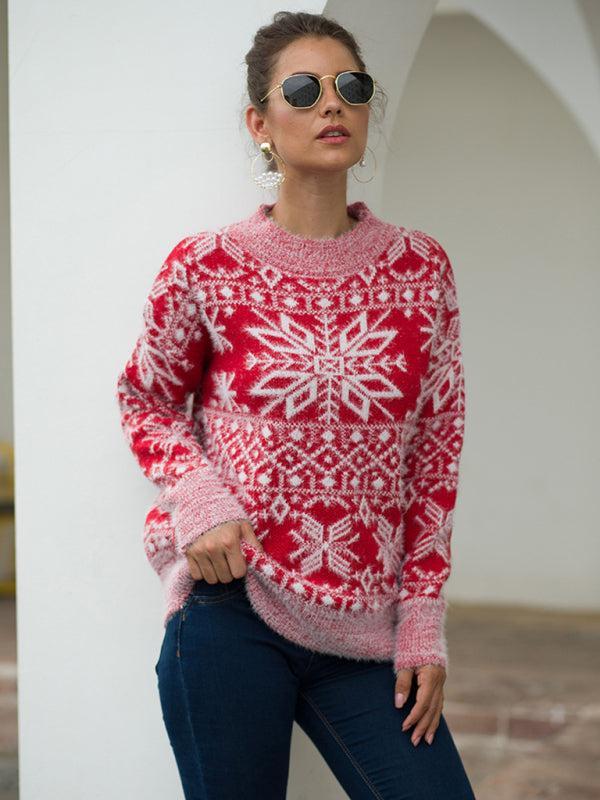 Women's Snowflake Print Knitted Christmas Jumper