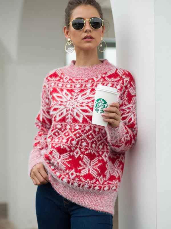 Women's Snowflake Print Knitted Christmas Jumper