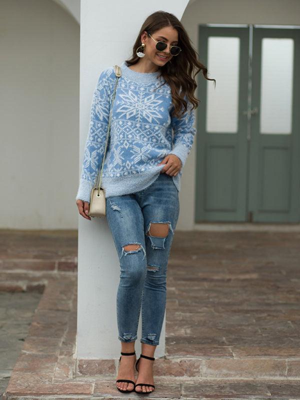 Women's Snowflake Print Knitted Christmas Jumper