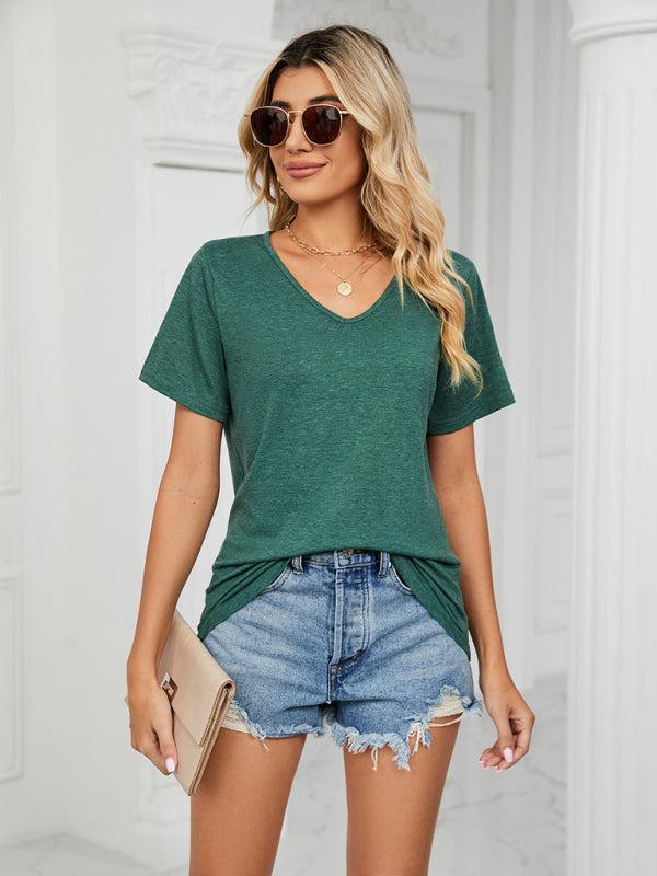 Women's Solid Color Everyday V-neck T-shirt