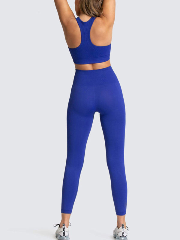 Women's Solid Colour Gym Set Including Sports Bra And Leggings