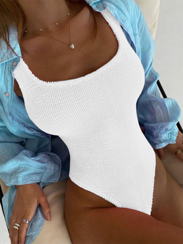 Women's Textured Swimsuit With Back Cut Out Design