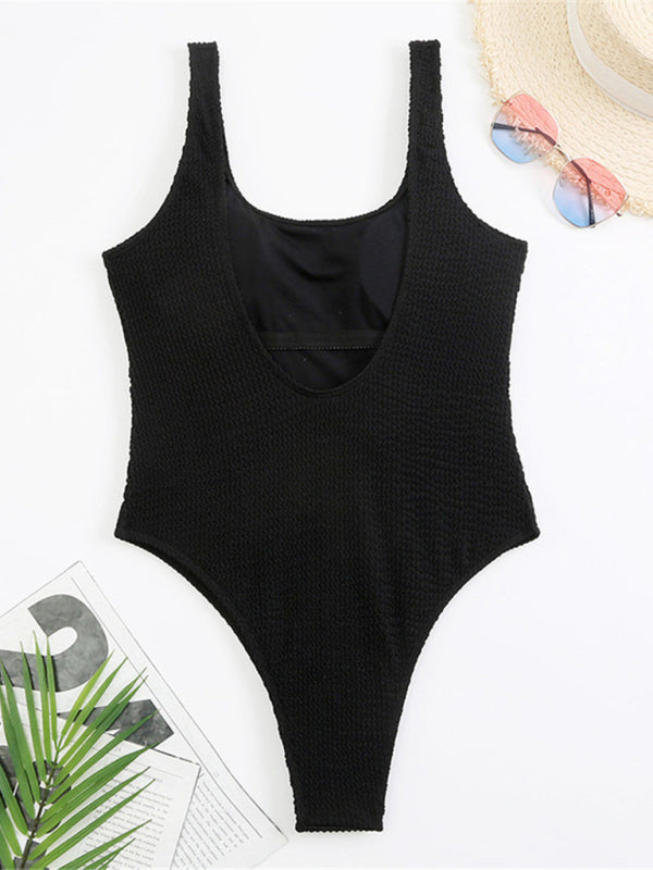 Women's Textured Swimsuit With Back Cut Out Design