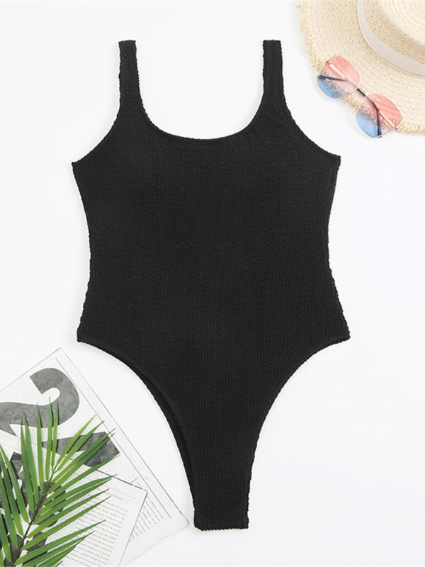 Women's Textured Swimsuit With Back Cut Out Design