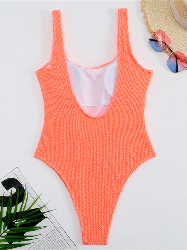 Women's Textured Swimsuit With Back Cut Out Design