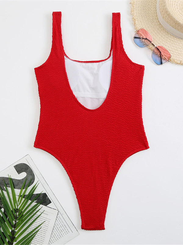 Women's Textured Swimsuit With Back Cut Out Design