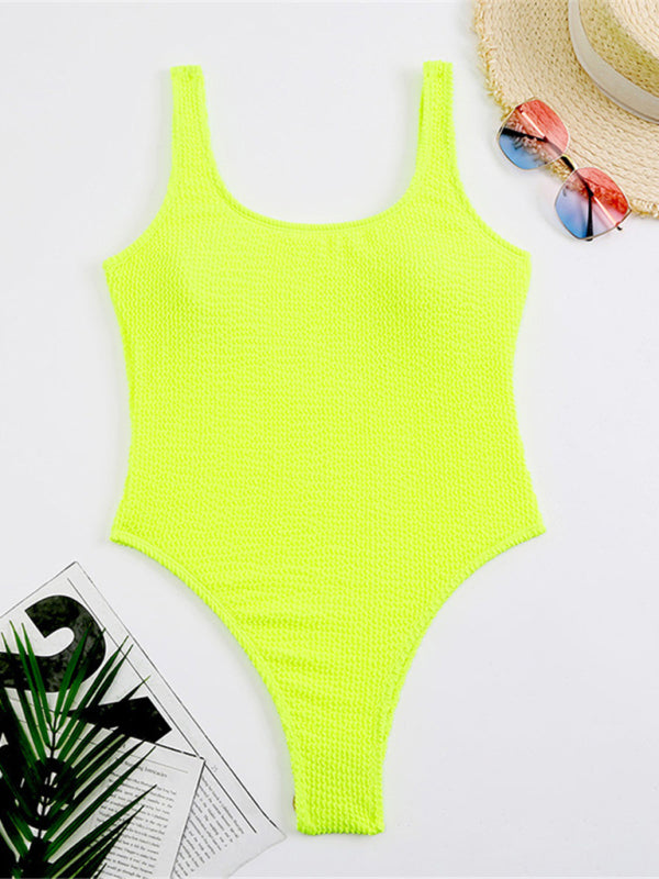 Women's Textured Swimsuit With Back Cut Out Design