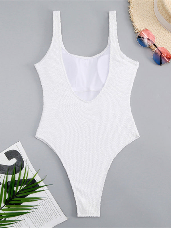 Women's Textured Swimsuit With Back Cut Out Design
