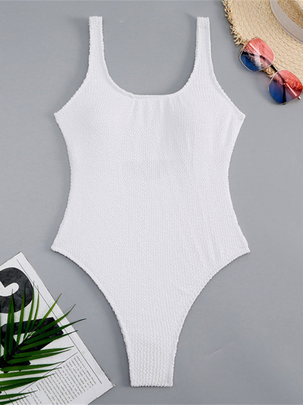 Women's Textured Swimsuit With Back Cut Out Design