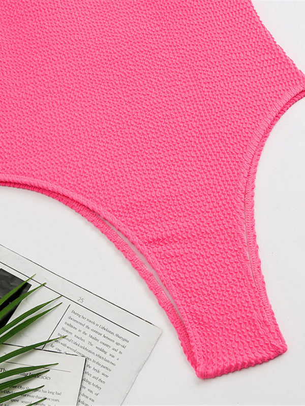 Women's Textured Swimsuit With Back Cut Out Design