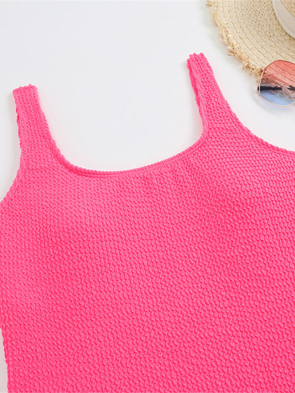 Women's Textured Swimsuit With Back Cut Out Design