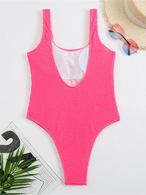 Women's Textured Swimsuit With Back Cut Out Design