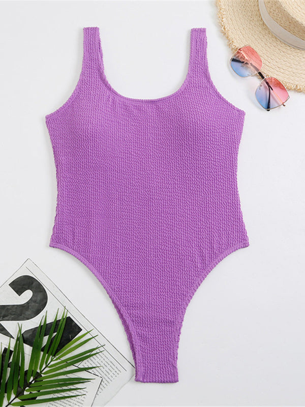 Women's Textured Swimsuit With Back Cut Out Design