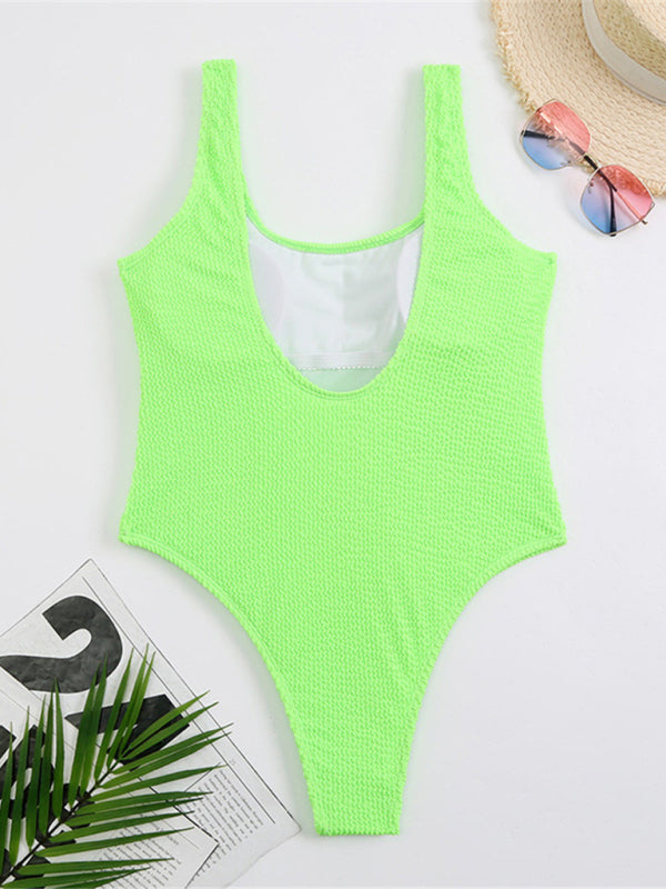 Women's Textured Swimsuit With Back Cut Out Design