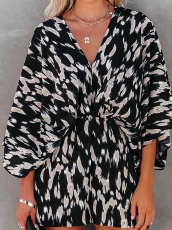 Women's Tropical Print Wrap Playsuit