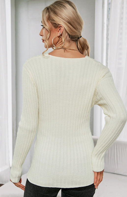 Women's V-Neck Ribbed Crossover Jumper