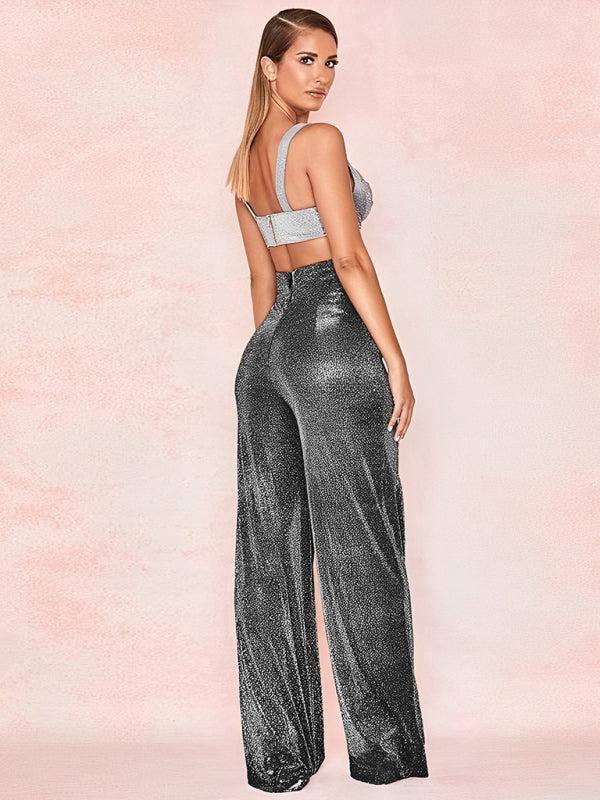 Women's Wide Leg Shimmering Party Trousers