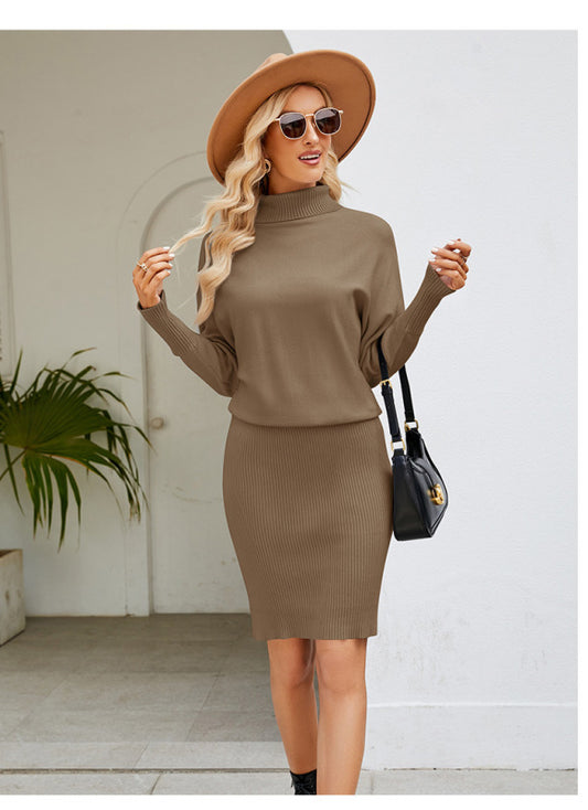 Women's Knitted Turtleneck Jumper Dress