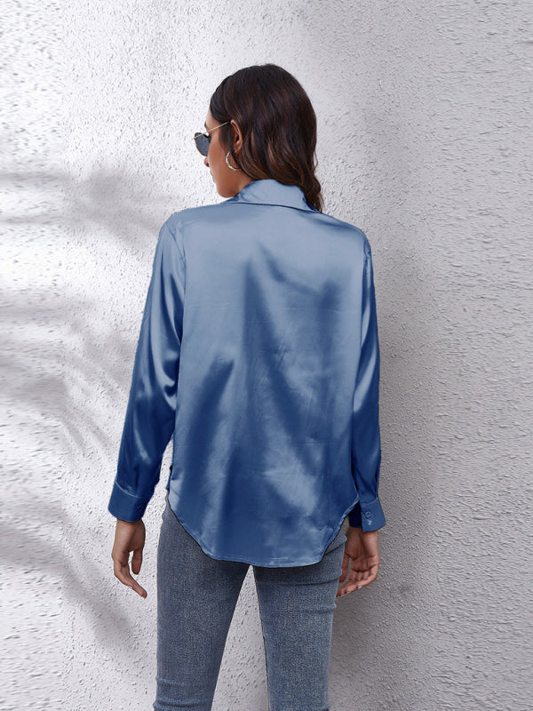 Women's Satin Long Sleeved Shirt