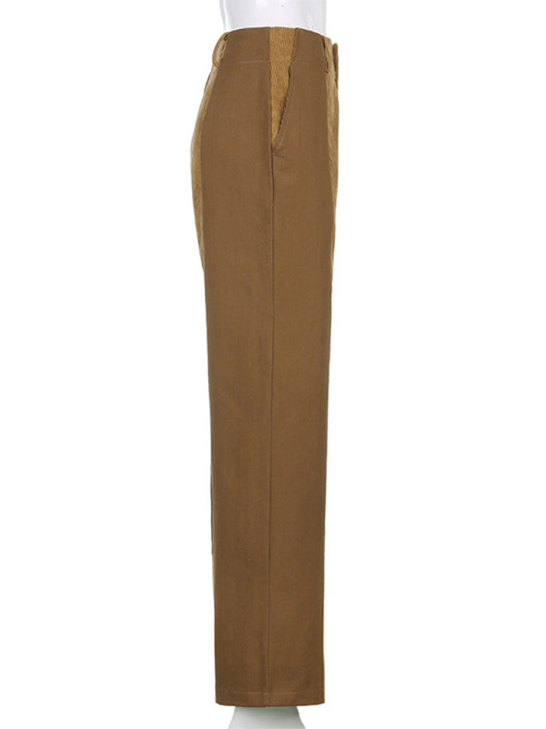 Women's Loose Fit Corduroy Panel Trousers