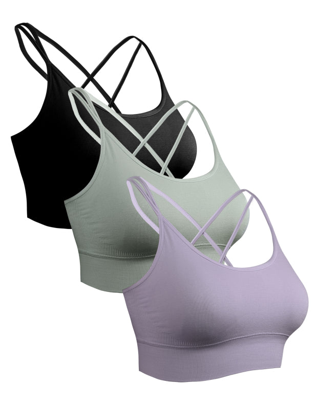 Women's Activewear Backless Padded Sports Bra - 3 Pack