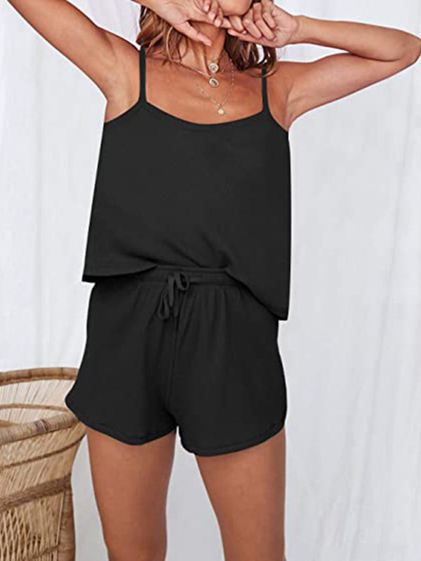 Women's Casual Camisole And Drawstring Shorts Set
