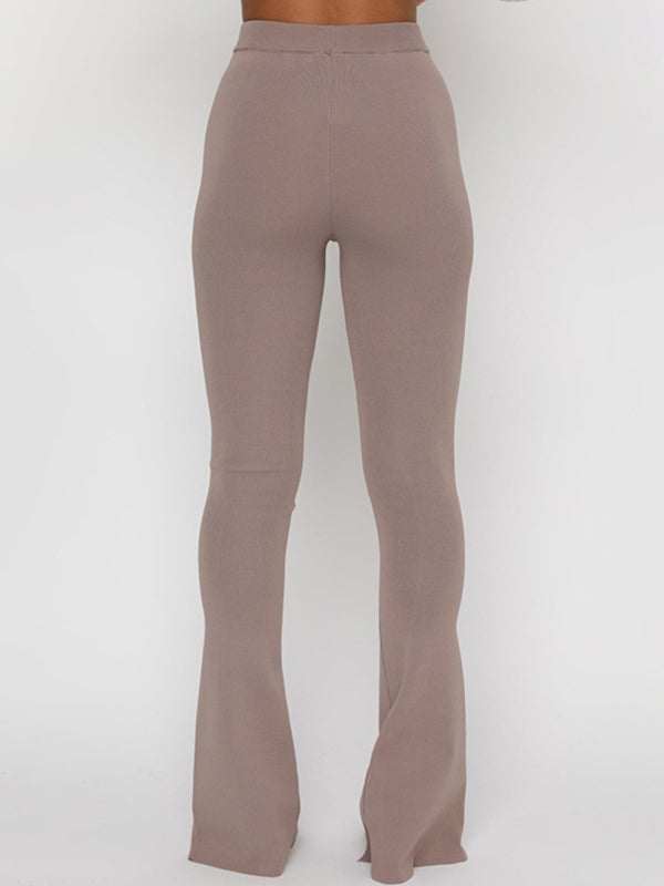 Women's Front Slit Hem Flare Trousers